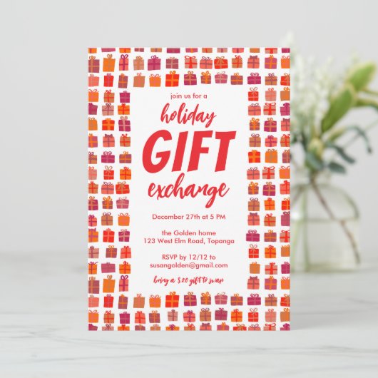 Gift Exchange Party Vakantie Schattigee Geschenken Kaart (Staand voorkant)