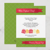 Gift exchange red ribbon green met kerstfeest kaart (Voorkant / Achterkant)