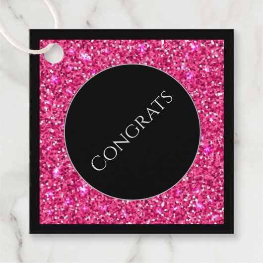 Gift-FavorTag - Faux Glitter Congrations Bedankjes Labels (Voorkant)