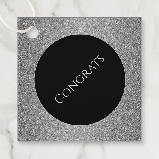 Gift-FavorTag - Faux Glitter Congrations Bedankjes Labels (Voorkant)