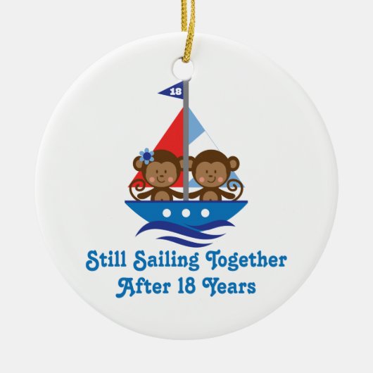 Gift for 18th Wedding Jubileum Monkeys Keramisch Ornament (Voorkant)