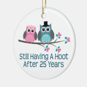 Gift for 25th Wedding Jubileum Hoot Keramisch Ornament (Links)