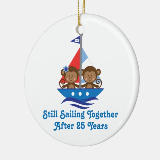 Gift for 25th Wedding Jubileum Monkeys Keramisch Ornament (Links)