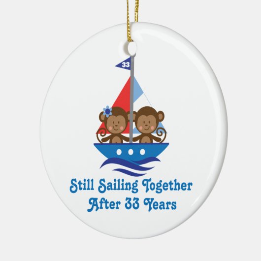 Gift for 33rd Wedding Jubileum Monkeys Keramisch Ornament (Links)