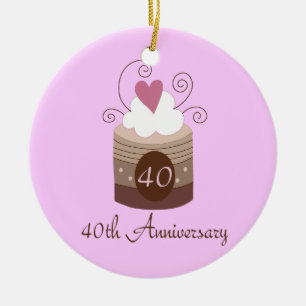 Gift for 40th Wedding Cute Cupcake Keramisch Ornament