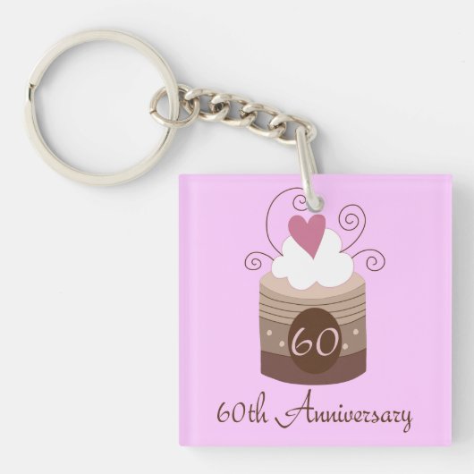 Gift for 60th Wedding Cute Cupcake Sleutelhanger (voorkant)