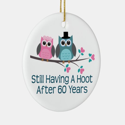 Gift for 60th Wedding Jubileum Hoot Keramisch Ornament (Rechts)