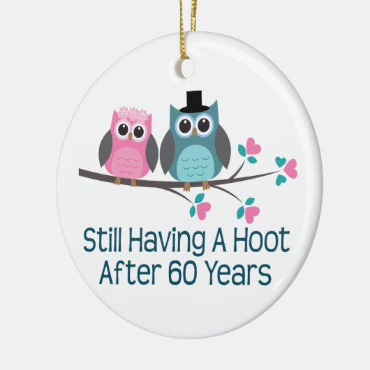 Gift for 60th Wedding Jubileum Hoot Keramisch Ornament (Links)