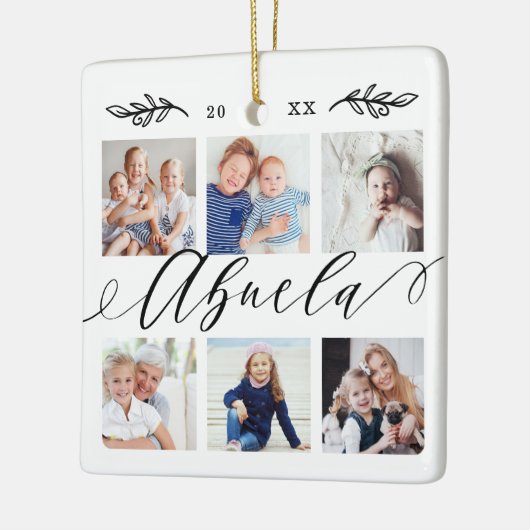 Gift for Abuela | Foto-collage voor kleinkinderen Keramisch Ornament (Links)