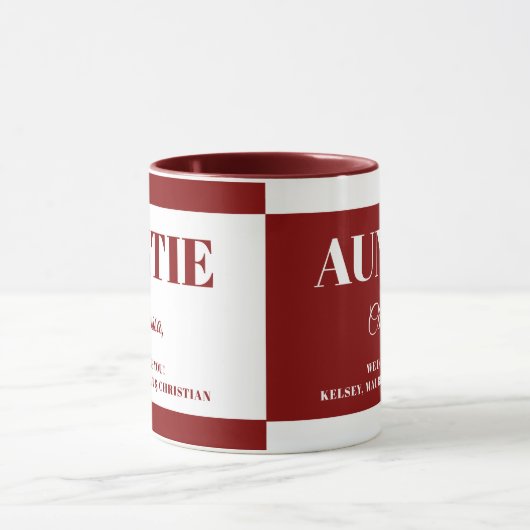 Gift for Auntie with  Names Coffee Mok (Midden)