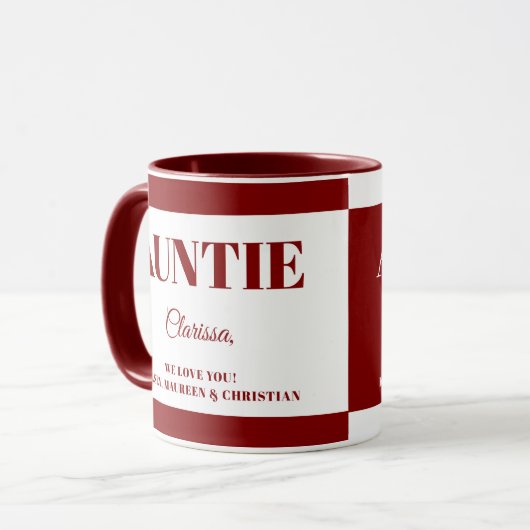 Gift for Auntie with Names Coffee Mok (Voorkant links)