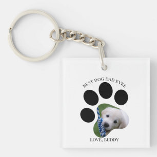 Gift for Best Dog Dad Ever Photo Paw Print Sleutelhanger