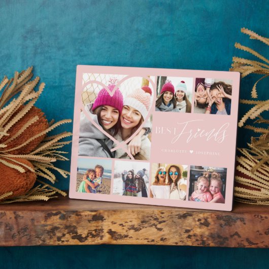 Gift for Best Friends 7 Photo Collage Heart BFFs Fotoplaat (Zijkant)