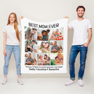 Gift for Best Mam Ever Family Photo Collage Fleece Deken