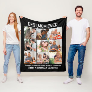 Gift for Best Mam Ever Family Photo Collage Fleece Deken