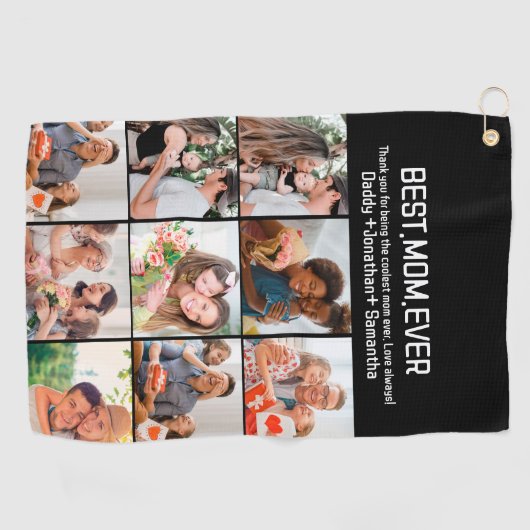Gift for Best Mam Ever Family Photo Collage Golfhanddoek (Horizontaal)