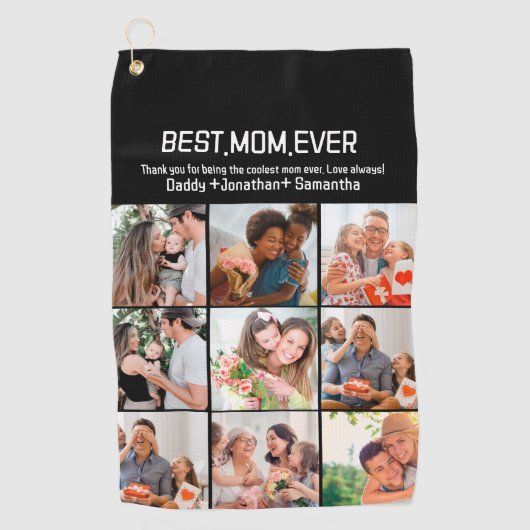 Gift for Best Mam Ever Family Photo Collage Golfhanddoek (Voorkant)