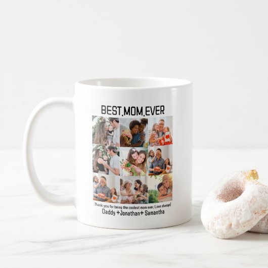 Gift for Best Mam Ever Family Photo Collage Koffiemok (Met donut)