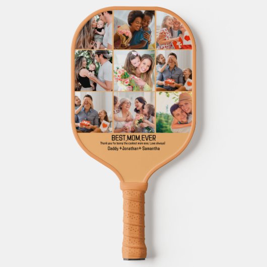 Gift for Best Mam Ever Family Photo Collage Pickleball Paddle (Voorkant)