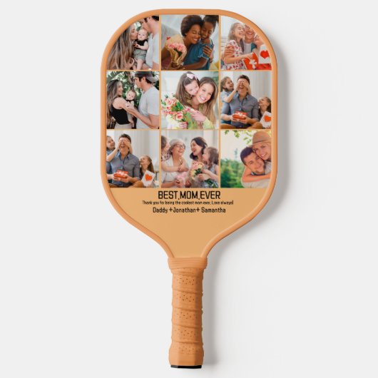 Gift for Best Mam Ever Family Photo Collage Pickleball Paddle (Achterkant)