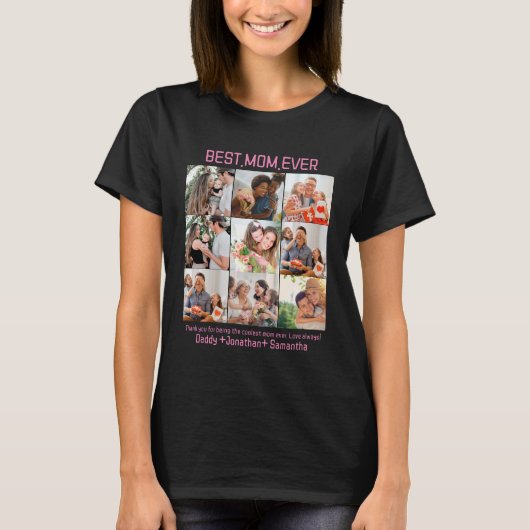 Gift for Best Mam Ever Family Photo Collage T-shirt (Voorkant)
