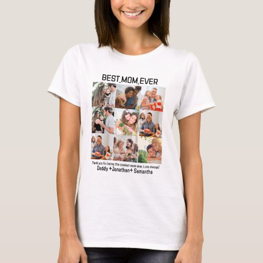 Gift for Best Mam Ever Family Photo Collage T-shirt (Voorkant)