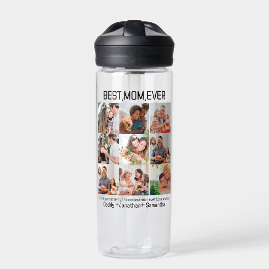 Gift for Best Mam Ever Family Photo Collage Waterfles (Voorkant)