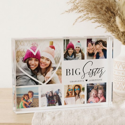 Gift for Big Sister 7 Photo Collage Heart BFF Fotoblokken