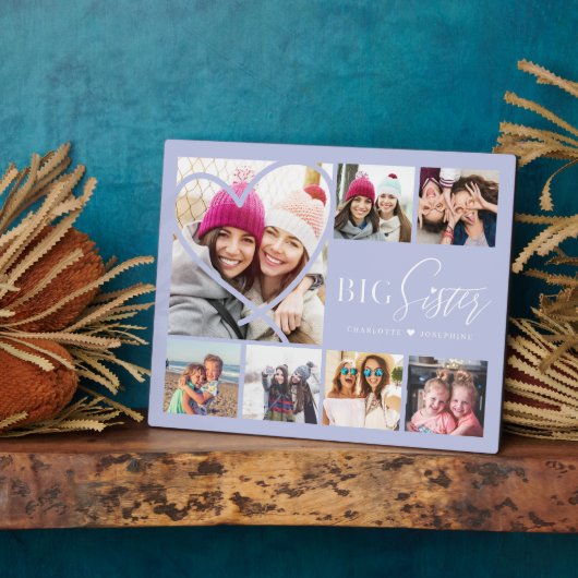 Gift for Big Sister 7 Photo Collage Heart BFF Fotoplaat (Zijkant)