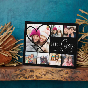 Gift for Big Sister 7 Photo Collage Heart BFF Fotoplaat