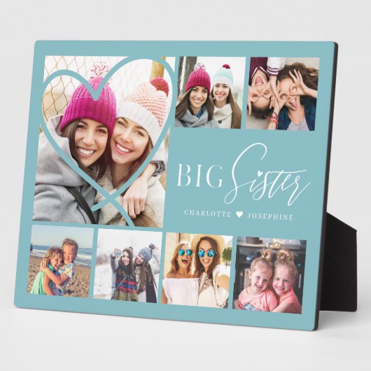 Gift for Big Sister 7 Photo Collage Heart BFF Fotoplaat (Zijkant)