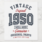 Gift for Born in 1950 Wijn Etiket (Enkel label)