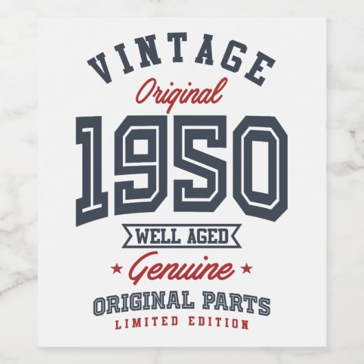 Gift for Born in 1950 Wijn Etiket (Enkel label)