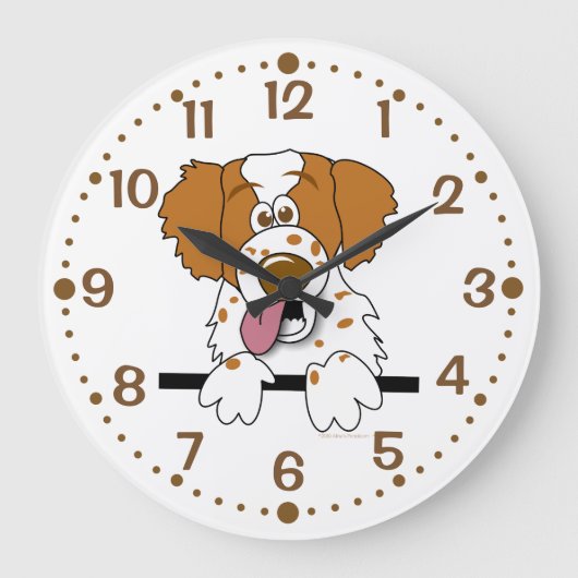 Gift for Brittany Hondenliefhebber Clock Cartoon S Grote Klok (Voorkant)