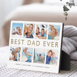 Gift for Dad | Beste pap ooit fotocollage Fotoplaat<br><div class="desc">Geef je vader een mooi persoonlijk cadeau dat hij voor altijd zal koesteren. Speciaal gepersonaliseerd fotocollage-plaatje om je eigen speciale familiefoto's en herinneringen weer te geven. Ons ontwerp is voorzien van een eenvoudig raster met acht foto's voor het collage raster met de beste vader ooit, ontworpen in een modern faux...</div>