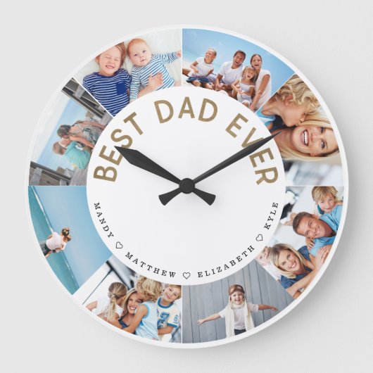 Gift for Dad | Beste pap ooit fotocollage Grote Klok (Voorkant)