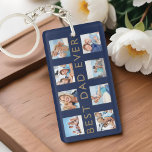 Gift for Dad | Beste pap ooit fotocollage Sleutelhanger<br><div class="desc">Geef je vader een mooi persoonlijk cadeau dat hij zal koesteren. Speciale persoonlijke foto collage sleutelhanger om uw eigen speciale familiefoto's en herinneringen weer te geven. Ons ontwerp is voorzien van een eenvoudig raster met acht foto's voor het collage raster met de beste vader ooit, ontworpen in een modern faux...</div>