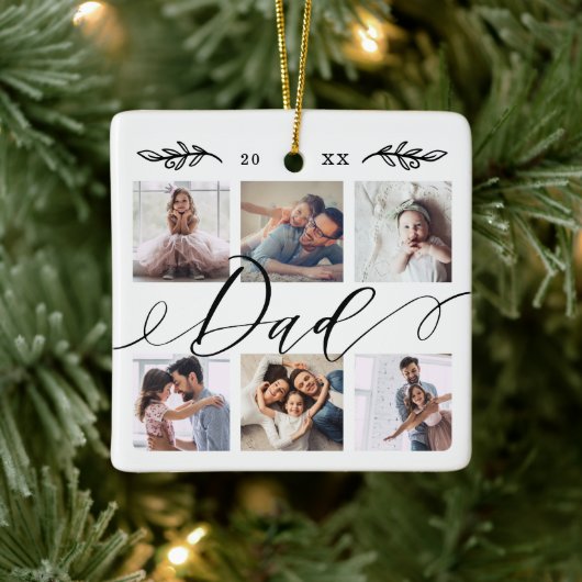 Gift for Dad | Familie Keepomwille Foto Collage Keramisch Ornament (Boom)