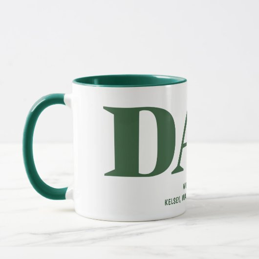 Gift for Dad with Children Names Green Coffee Mok (Links)