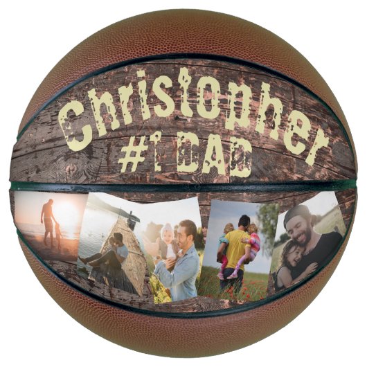 Gift for Dad Wood Effect #1 Dad Basketbal (Voorkant)
