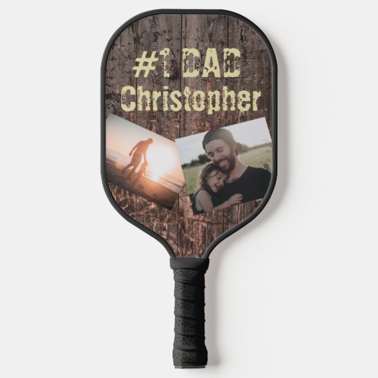 Gift for Dad Wood Effect #1 Dad Pickleball Paddle (Voorkant)