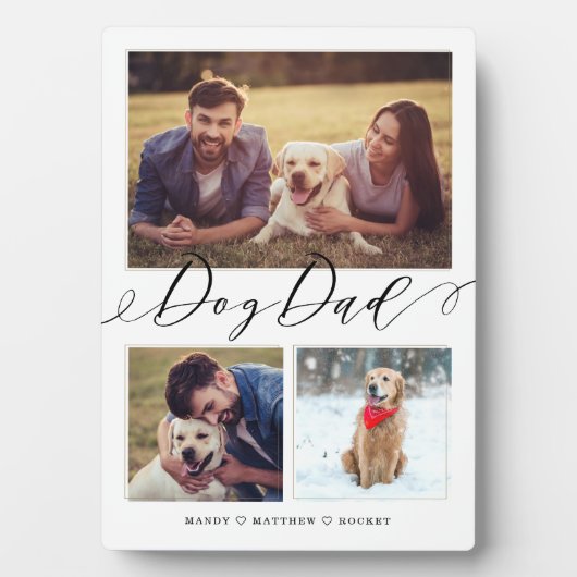 Gift for Dog Dad | Familie Memories 3 Foto Collage Fotoplaat (voorkant)