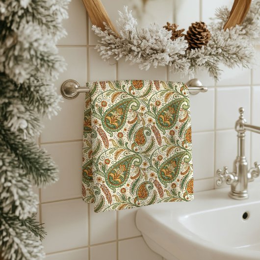 Gift for Elders Earthy Boho Paisley Bath Accent Bad Handdoek