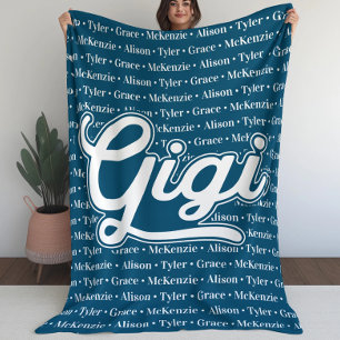 Gift for Gigi with Grandchildren Names Fleece Deken