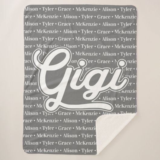 Gift for Gigi with Grandchildren Names Sherpa Deken (Voorkant)
