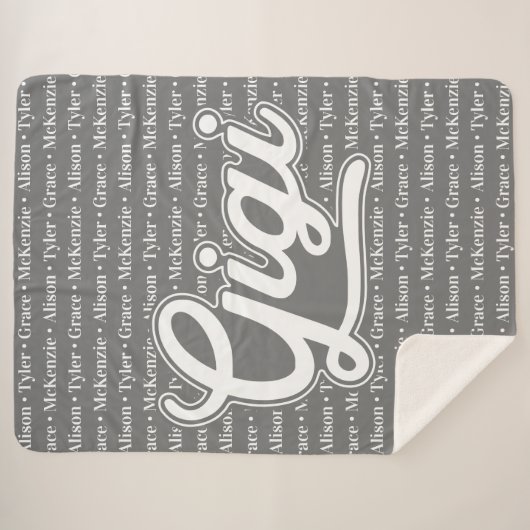 Gift for Gigi with Grandchildren Names Sherpa Deken (Voorkant (horizontaal))