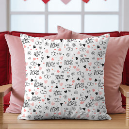 Gift for Girlfriend Valentine Pillow Sketch Hearts Kussen