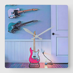 Gift for gitarist echtgenoot vierkante klok