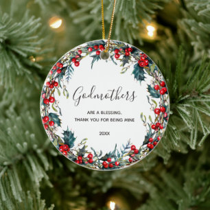 Gift for Godparent Voorstel van Godchild Keramisch Ornament