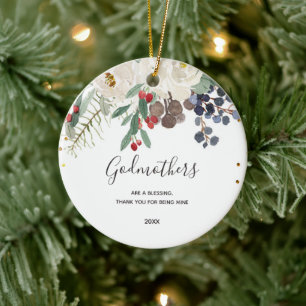 Gift for Godparent Voorstel van Godchild Keramisch Ornament